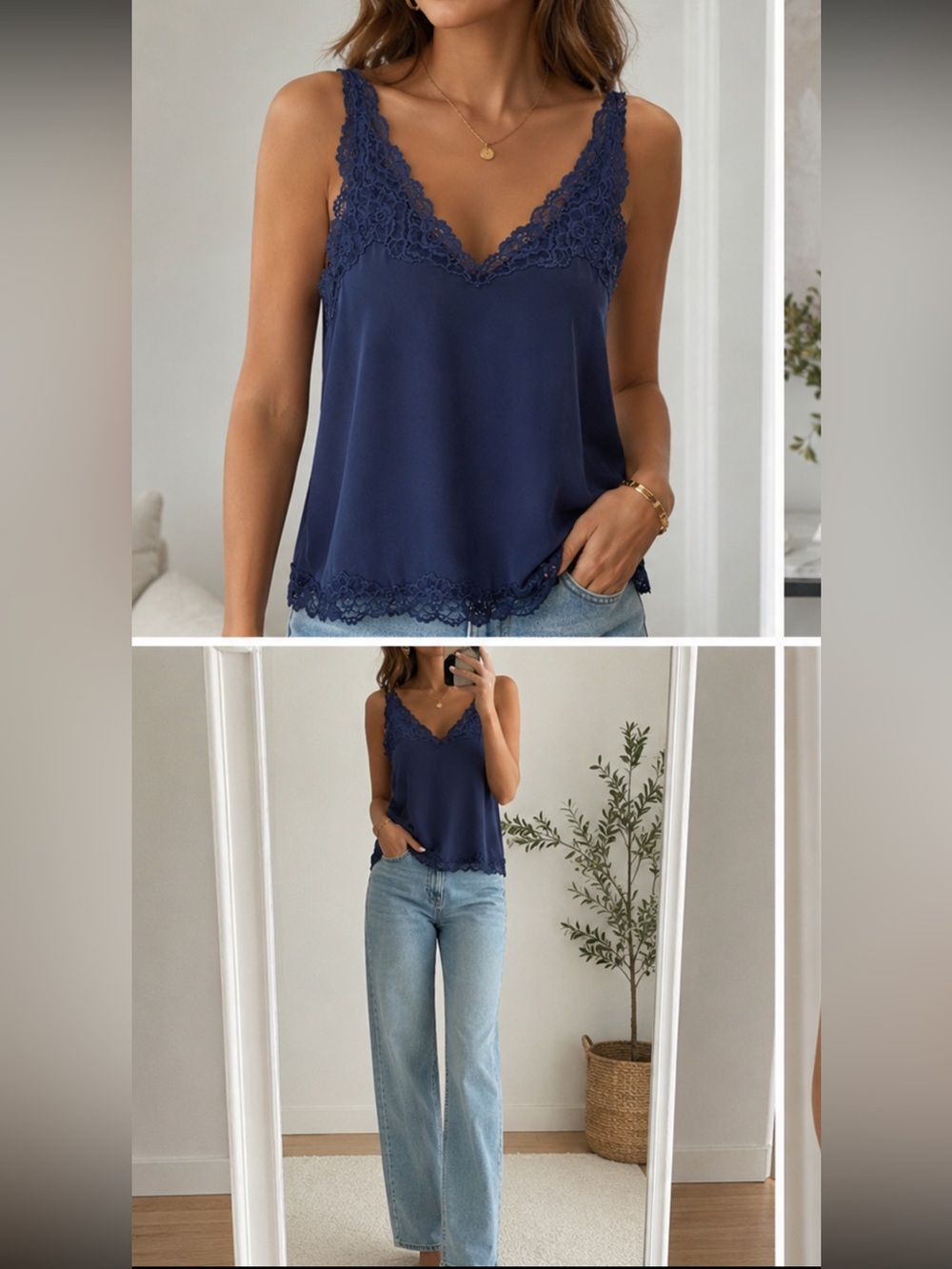 Soma Blue/purple  Lace Trim Cami stretch size L